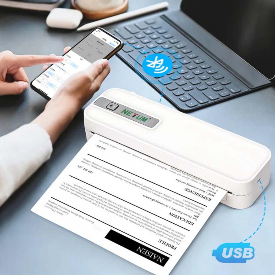 NETUM PORTABLE RECHARGEABLE THERMAL A4 PRINTER P801 WHITE