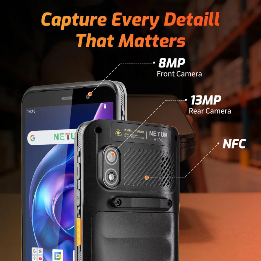 NETUM PDA ANDROID HANDHELD BARCODE SCANNER BLACK