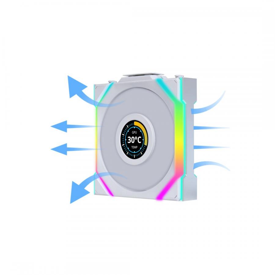 Lian Li UNIFAN SL Wireless LCD 120 -3PCS Reverse White (Triple pack include Controller) - Case Fan