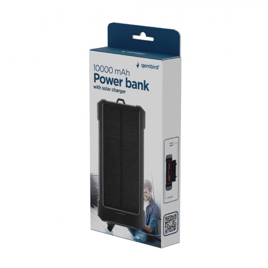 GEMBIRD SOLAR POWERBANK 10000MAH BLACK