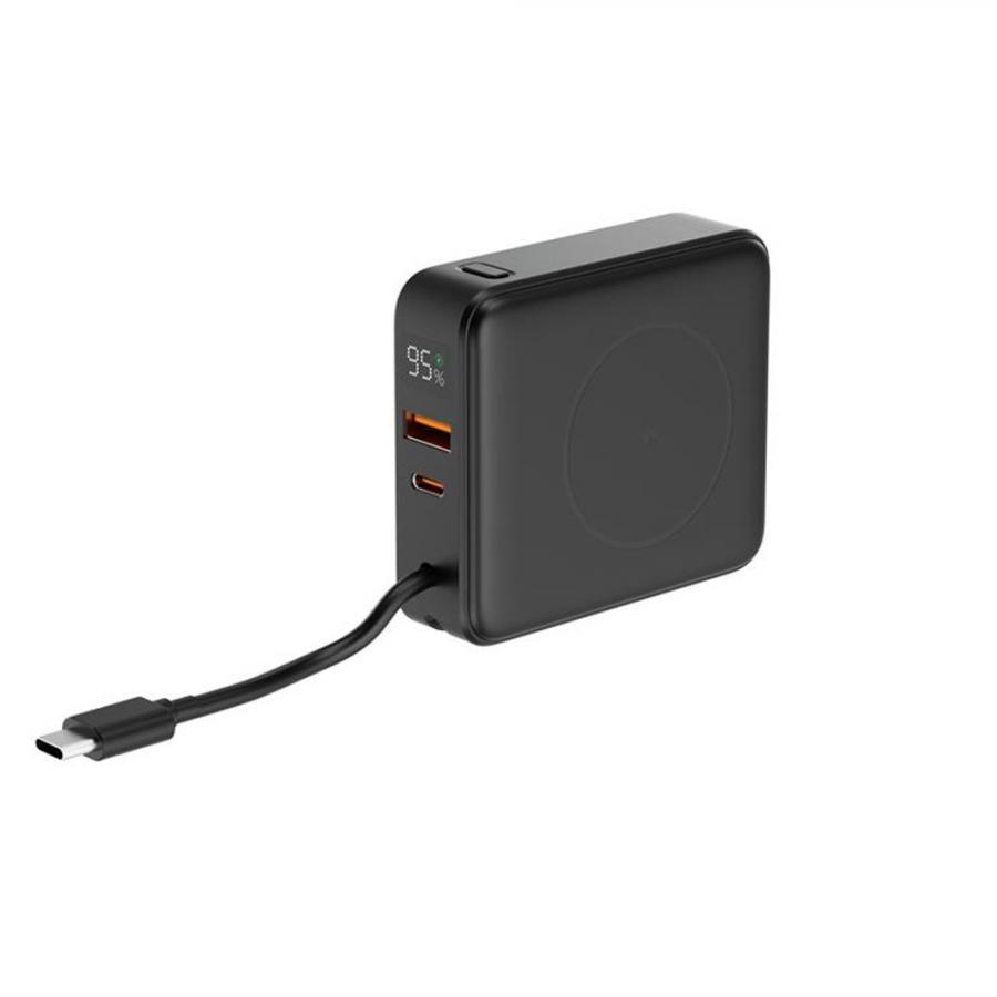 ENERGENIE 20W FAST CHARGING POWER BANK WITH WIRELESS CHARGER 10000 MAH BLACK