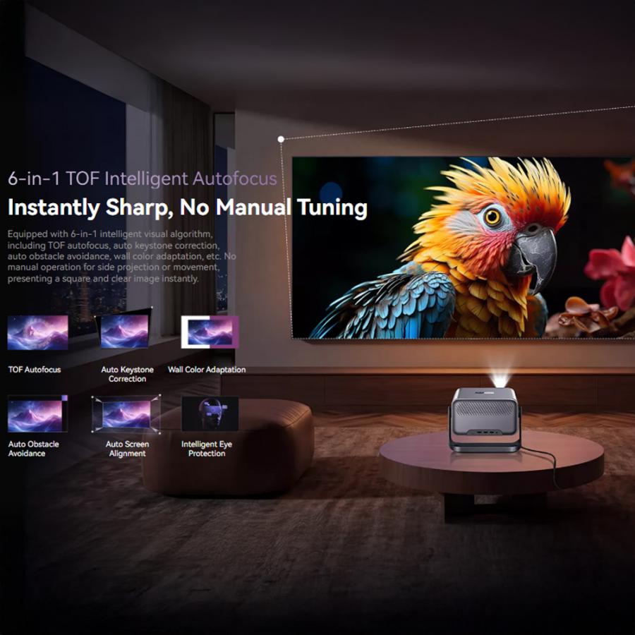 BLACKVIEW WIFI BT PROJECTOR 1000 ANSI LUMENS HDR10 1080P SPACE SILVER
