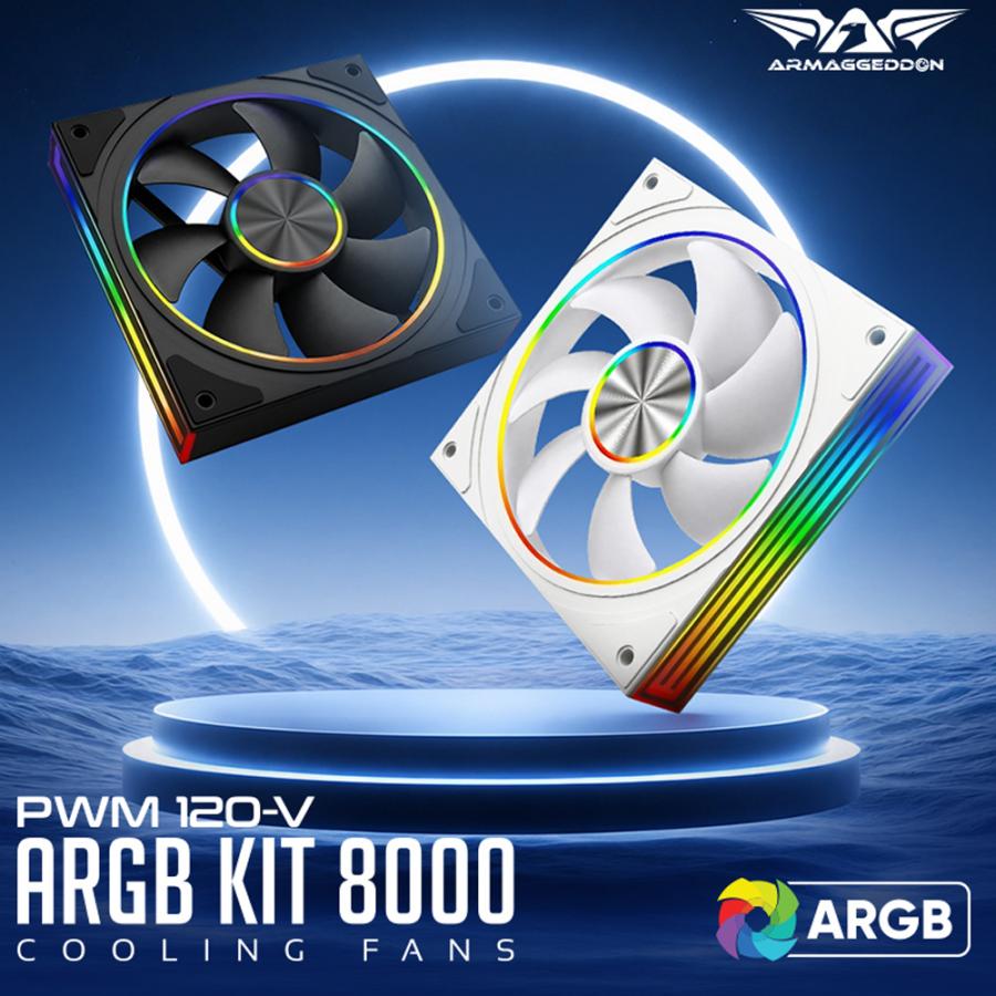 ARMAGGEDDON ARGB PC FAN KIT 8000 PWM 120-V FORWARD WHITE