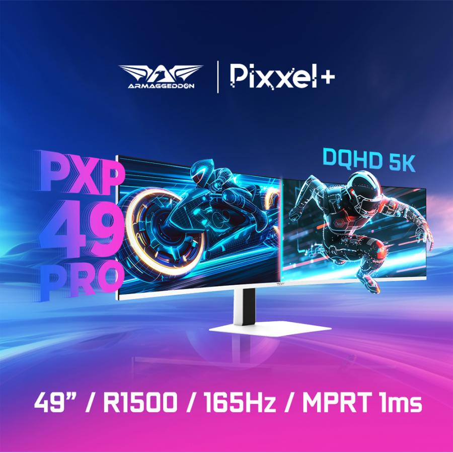ARMAGGEDDON 49' DQHD 5K CURVED MONITOR PIXXEL+ 165HZ G-SYNC TYPE-C 65W WHITE