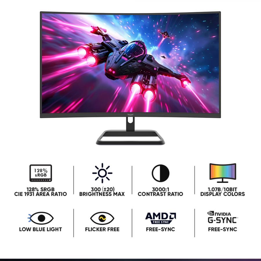 ARMAGGEDDON WQHD CURVED R1500 GAMING MONITOR 31.5' PIXXEL+ 180HZ BLACK