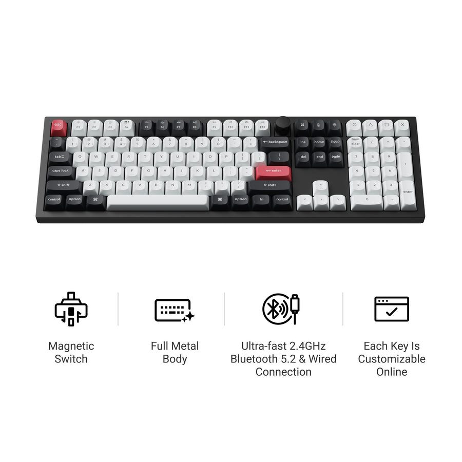 Keychron Q6 HE (Q6H-M1) QMK Wireless Custom Hall Effect Keyboard Purple Switch 100% US Layout