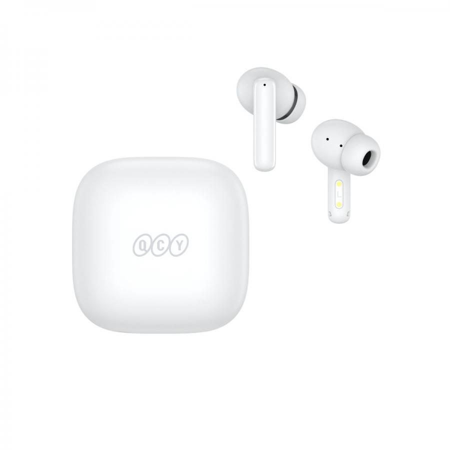 QCY T13 ANC White - TWS 10mm Dynamic Driver, 4-mic 28dB ANC, Bluetooth 5.3, 7hr-30hr, 75ms latency