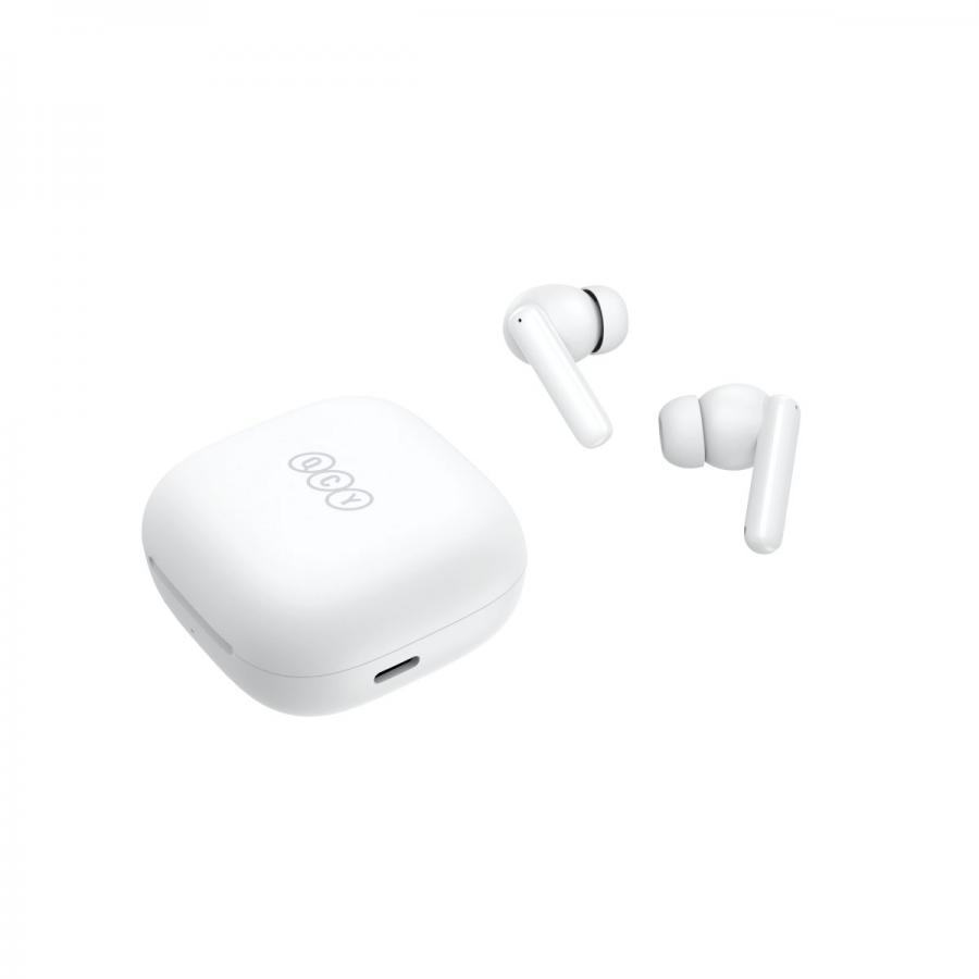 QCY T13 ANC White - TWS 10mm Dynamic Driver, 4-mic 28dB ANC, Bluetooth 5.3, 7hr-30hr, 75ms latency