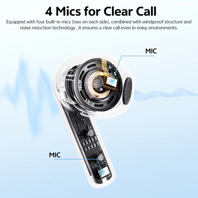 QCY AilyBuds E10 Blue Hires Audio LDAC Semi-Ear TWS 4mics ENC 13mm dynamic driver IPX4 35h