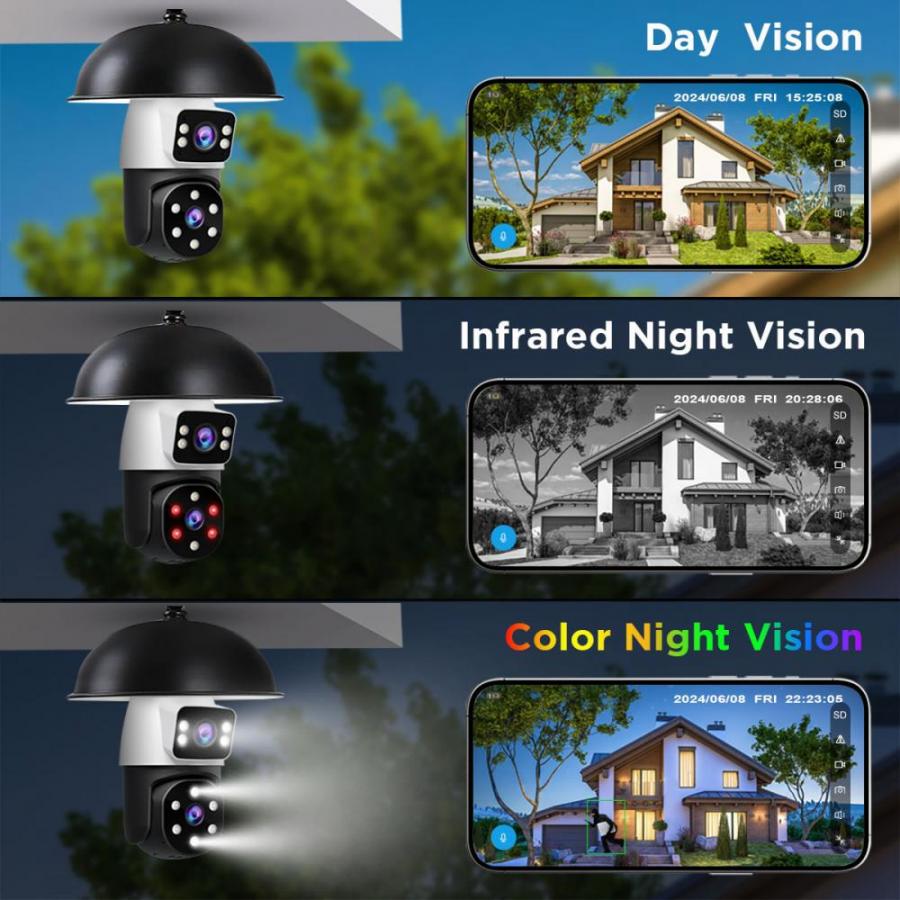 SRIHOME DUAL LENS LIGHT BULB CLOUD WIFI SECURITY CAMERA 2MP WHITE