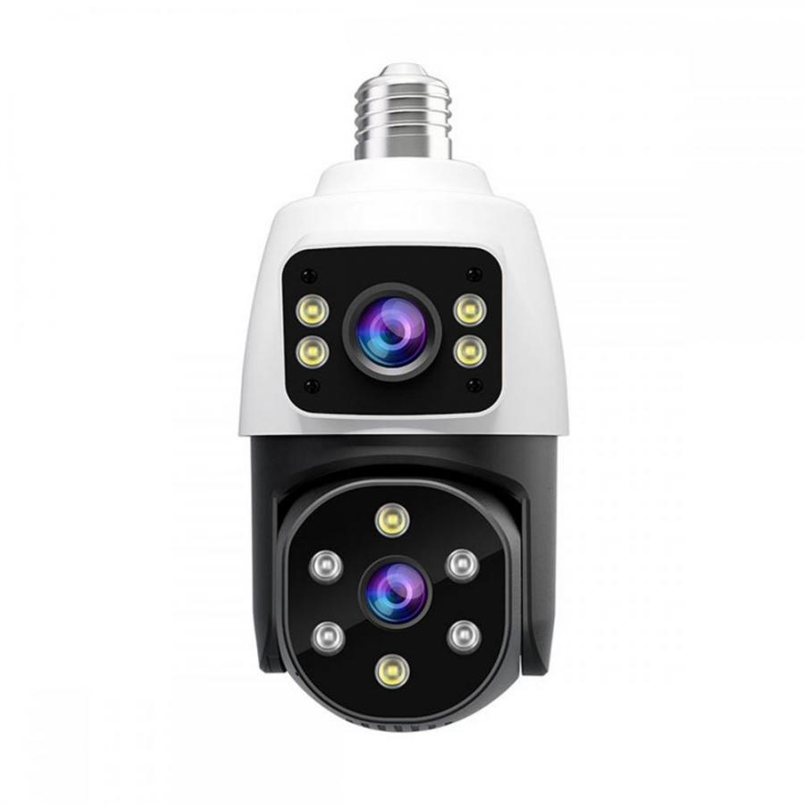 SRIHOME DUAL LENS LIGHT BULB CLOUD WIFI SECURITY CAMERA 2MP WHITE