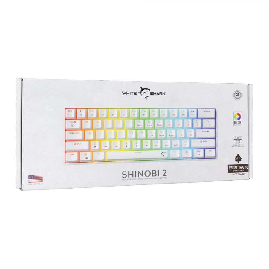 WHITE SHARK GK-004231 SHINOBI-2 MECH KEYBOARD WHITE US BROWN SWITCHES
