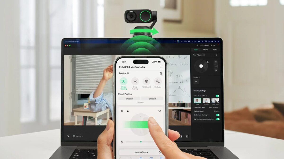 Insta360 Link 2 - 2 Axis Gimbal Edition 4k WebCam, Smart Control, AI Tracking