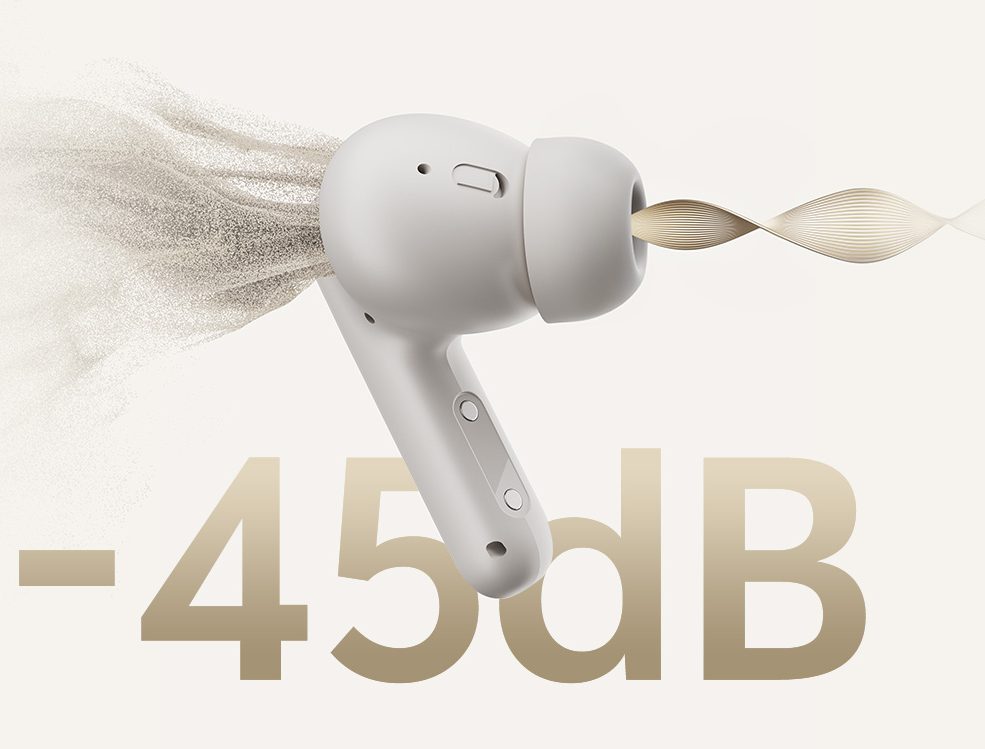 QCY Buds ANC Black (HT15)- 45db ANC TWS Earbuds 35h 5 mic ENC, ear-canal adaptive tech, leather case