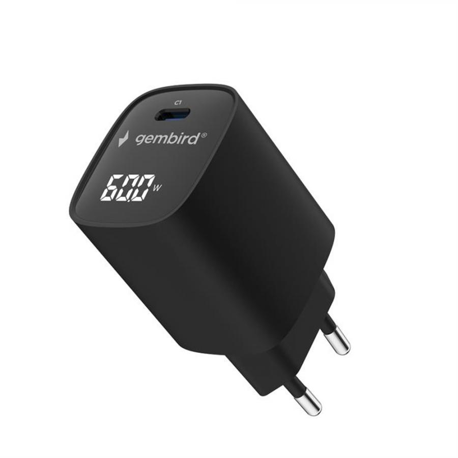 GEMBIRD TYPE-C FAST CHARGER 60W WITH LCD BLACK