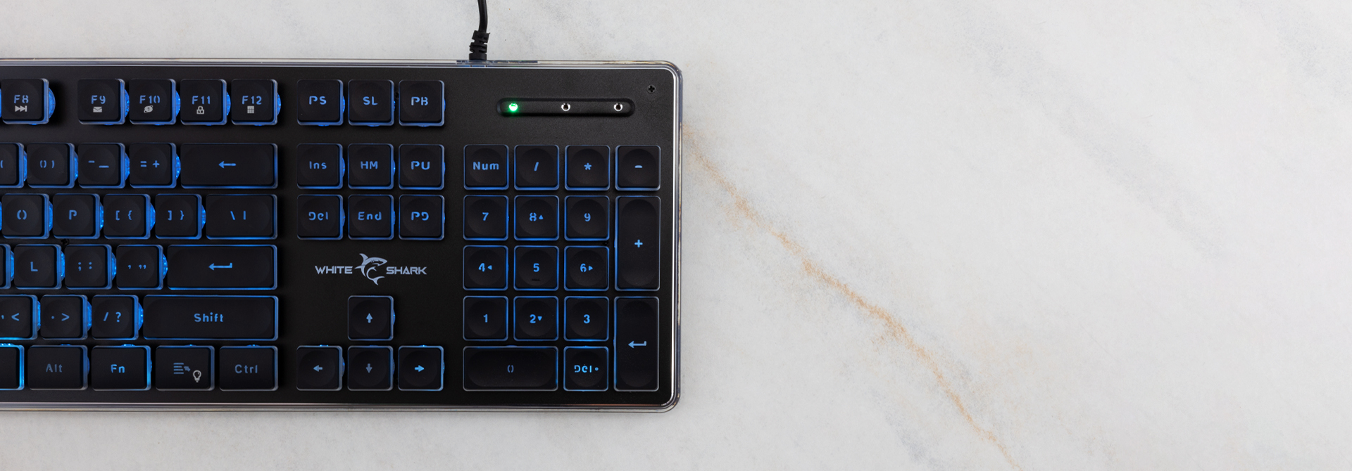 WHITE SHARK LED KEYBOARD GK-003141 TACHI US LAYOUT BLACK