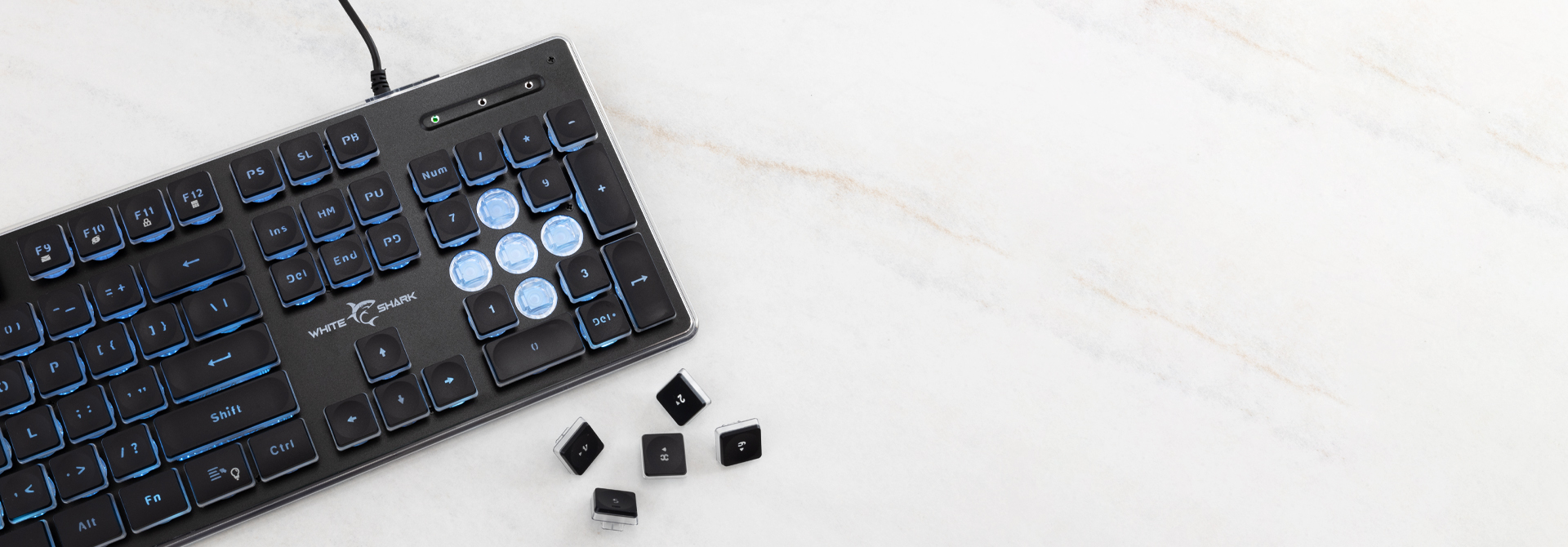 WHITE SHARK LED KEYBOARD GK-003141 TACHI US LAYOUT BLACK