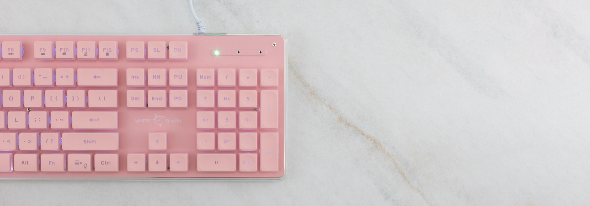 WHITE SHARK LED KEYBOARD GK-003441 TACHI US LAYOUT PINK