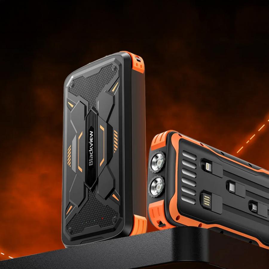 BLACKVIEW POWERBANK 20000MAH 74W WITH BUILT-IN CABLES BLACK ORANGE
