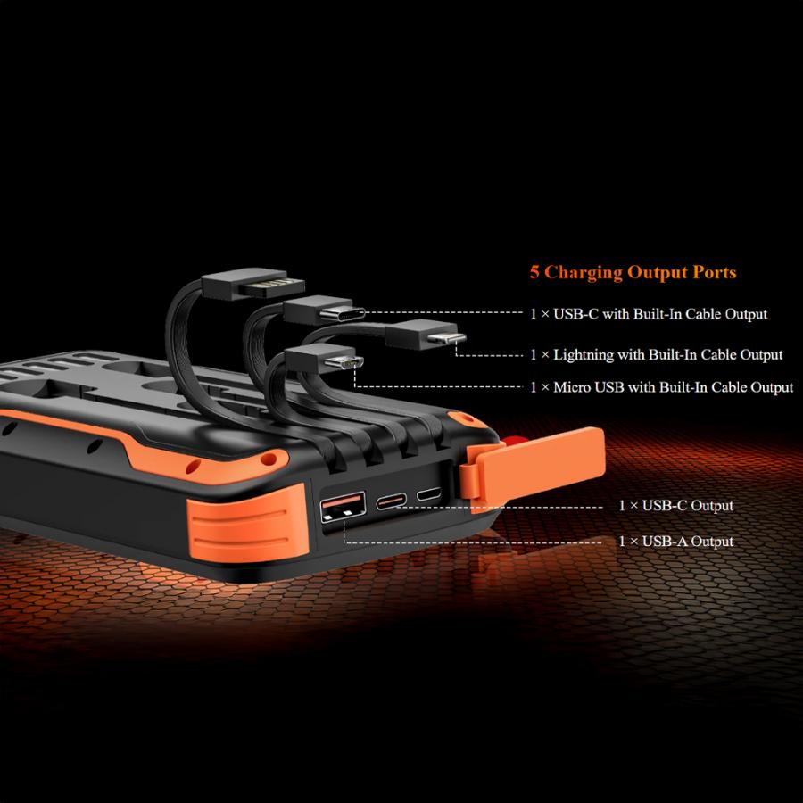BLACKVIEW POWERBANK 20000MAH 74W WITH BUILT-IN CABLES BLACK ORANGE
