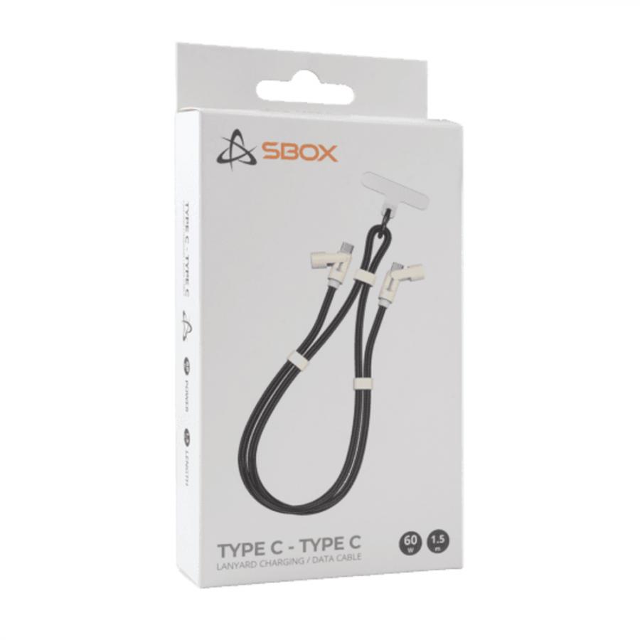 SBOX CABLE TYPE-C TO TYPE-C LANYARD 1.5M BLACK