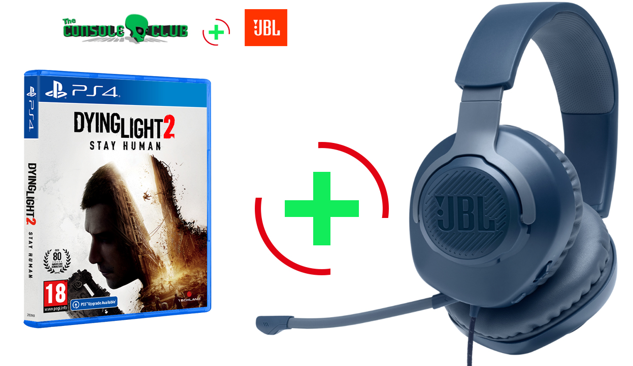Dying Light 2: Stay Human + Preorder Bonus PS4 + JBL Quantum 100, Over-Ear Wired Gaming Headset (Blue)