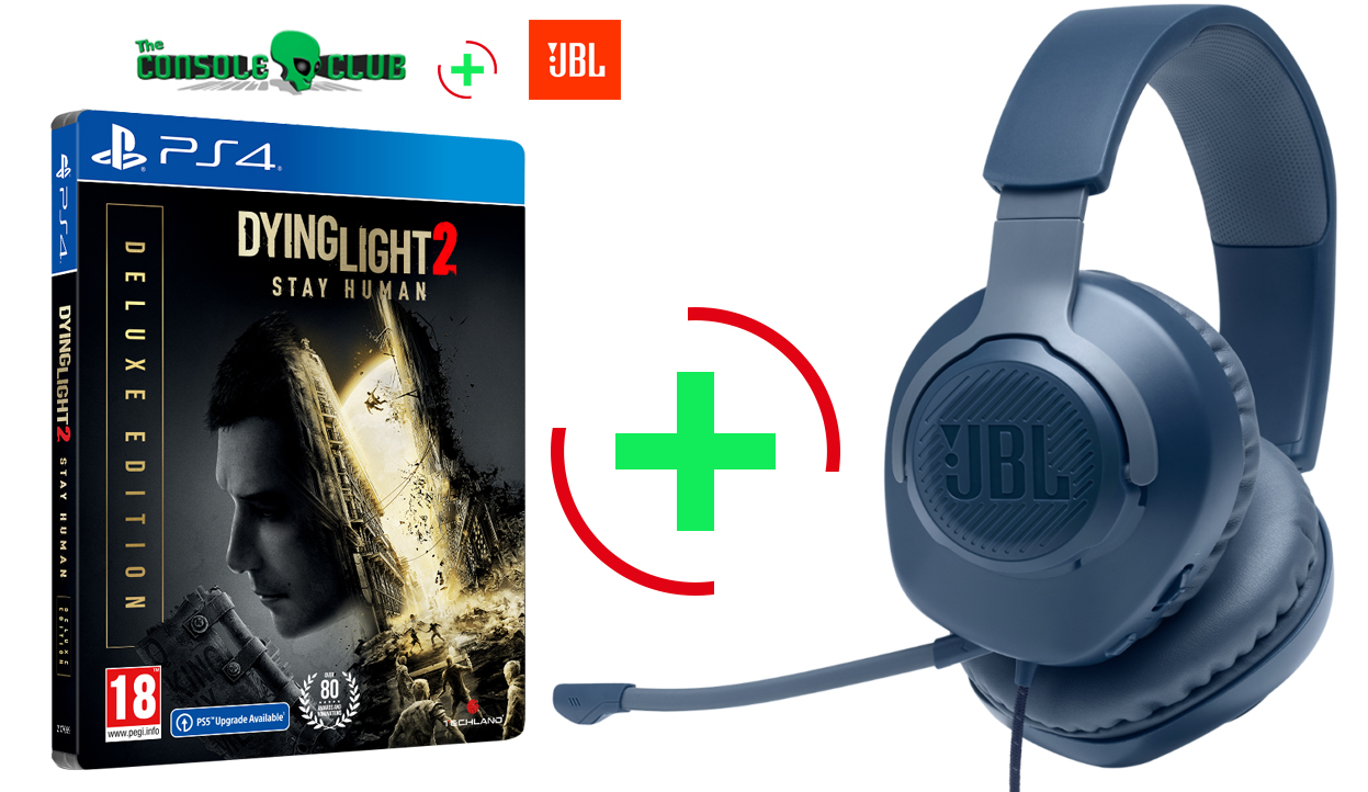 Dying Light 2: Stay Human - Deluxe Edition  + Preorder Bonus  PS4 NEW + JBL Quantum 100, Over-Ear Wired Gaming Headset (Blue)