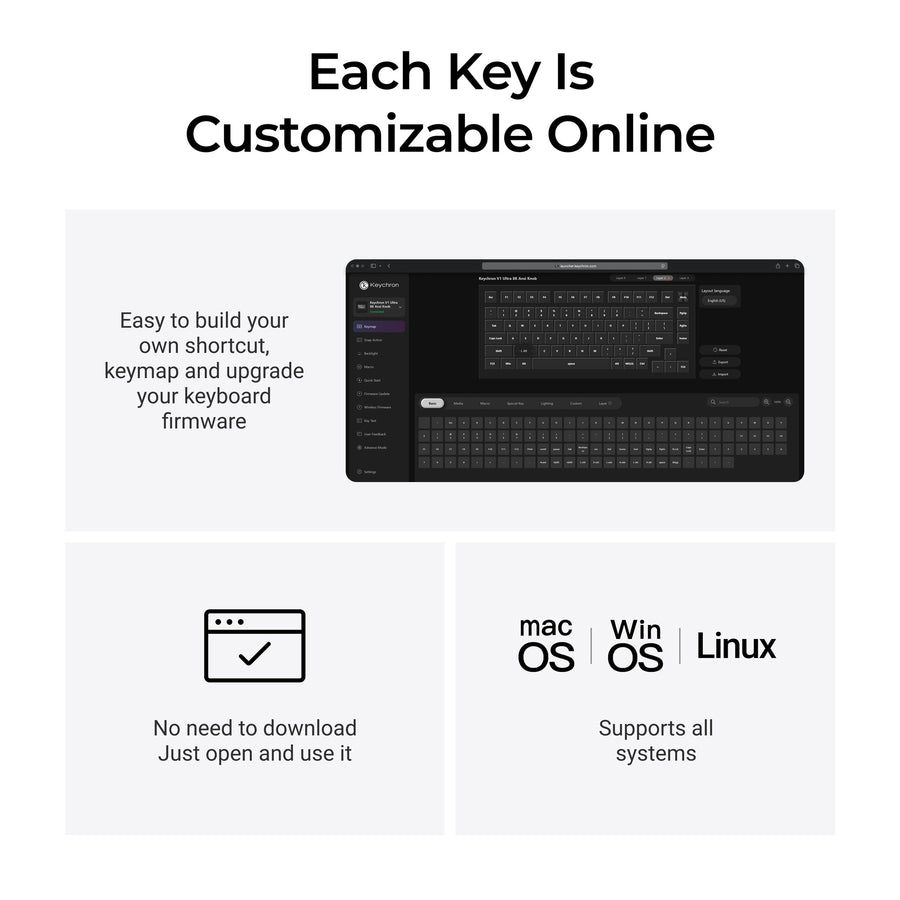 Keychron V1 Ultra (V1U-D1) QMK/VIA Wireless Custom Mechanical Keyboard Red Switch RGB 75% US