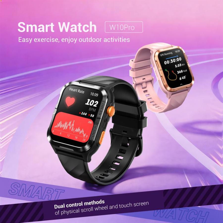 BLACKVIEW BT5.3 WATERPROOF-10M SMARTWATCH WITH DA GPT & LED TORCH BLACK
