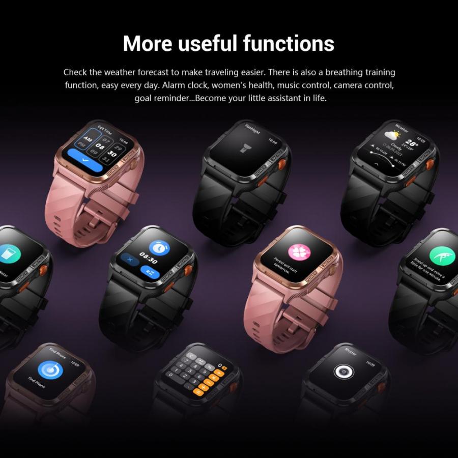 BLACKVIEW BT5.3 WATERPROOF-10M SMARTWATCH WITH DA GPT & LED TORCH PINK
