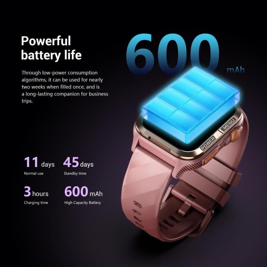 BLACKVIEW BT5.3 WATERPROOF-10M SMARTWATCH WITH DA GPT & LED TORCH PINK