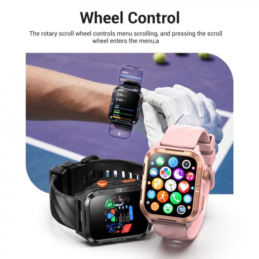 BLACKVIEW BT5.3 WATERPROOF-10M SMARTWATCH WITH DA GPT & LED TORCH BLACK