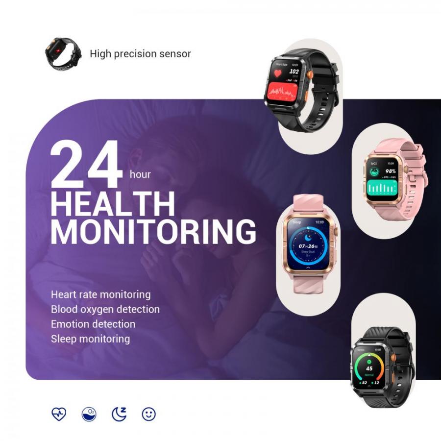 BLACKVIEW BT5.3 WATERPROOF-10M SMARTWATCH WITH DA GPT & LED TORCH BLACK