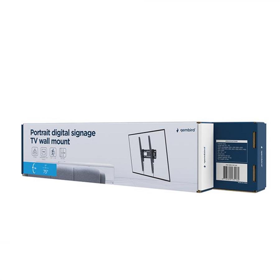 GEMBIRD PORTRAIT DIGITAL SIGNAGE TV WALL MOUNT (TILT) 37'–75' MAX VESA 400X600 BLACK