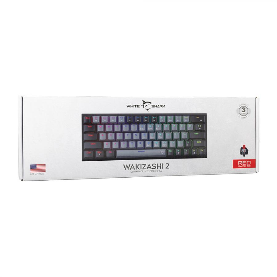 WHITE SHARK MECHANICAL KEYBOARD GK-002711V2 US RED SWITCH WAKIZASHI-2 GREY/BLACK
