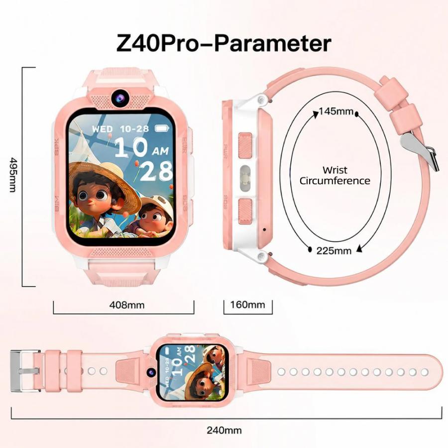BLACKVIEW 4G KID WIFI WATERPROOF IP68 SMARTWATCH WITH LANYARD PINK