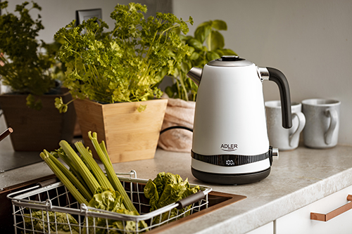 ADLER 1,7L STEEL ELECTRIC KETTLE WITH LCD AND TEMPERATURE CONTROL WHITE
