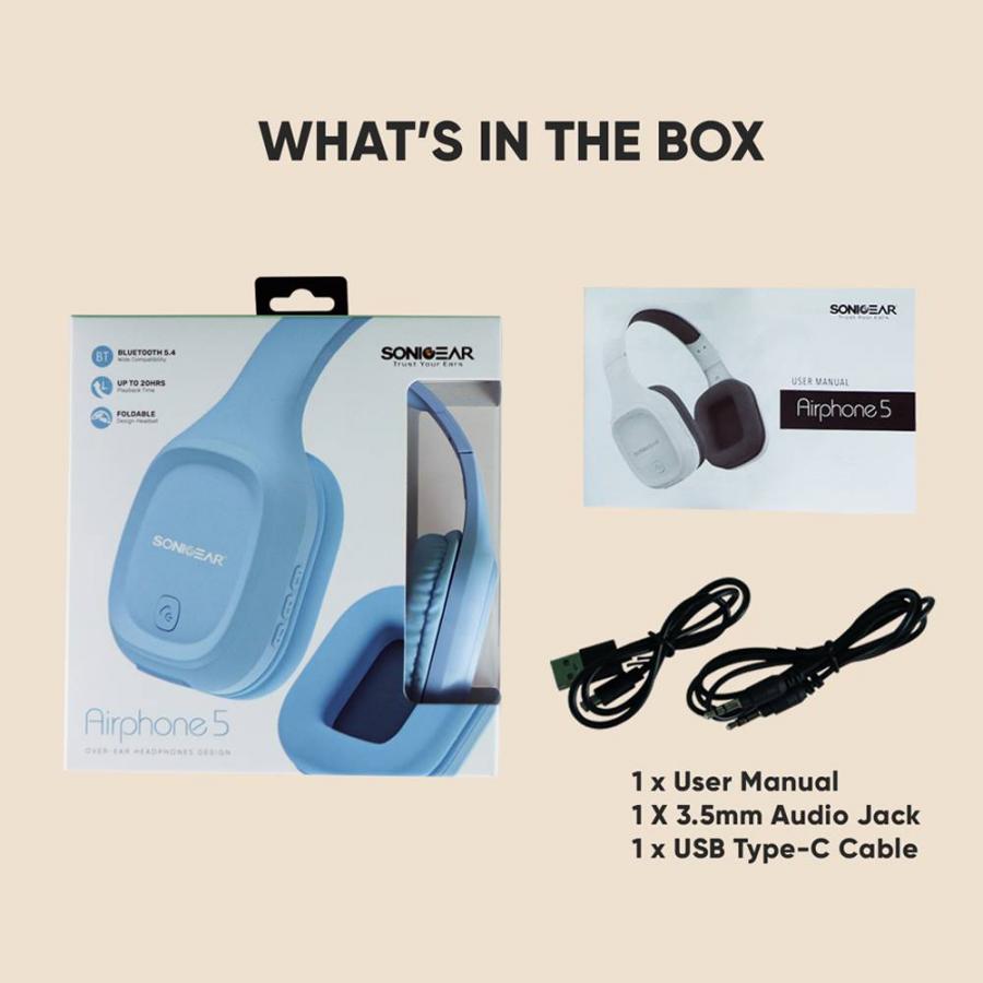 SONICGEAR BT5.4 OVER-EAR HEADPHONES AIRPHONE 5 CARBON