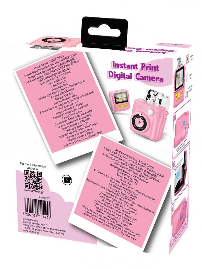 LAMTECH KID INSTANT CAMERA WITH FLASH PINK