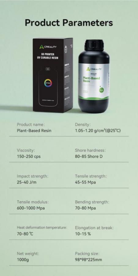 Creality Plant-based Resin Grey - 1KG plastic bottle (gray)