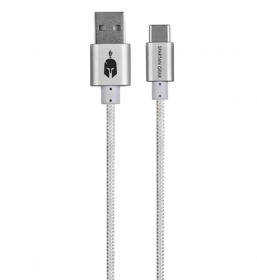 Spartan Gear - Double Sided 2m USB Cable (Type C)  - (Playstation 5, Xbox Series X/S, tablet, mobile)  White