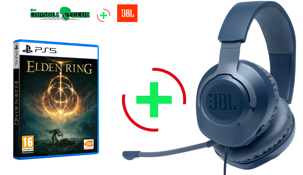 Elden Ring Launch Edition PS5 NEW + JBL Quantum 100, Over-Ear Wired Gaming Headset (Blue)