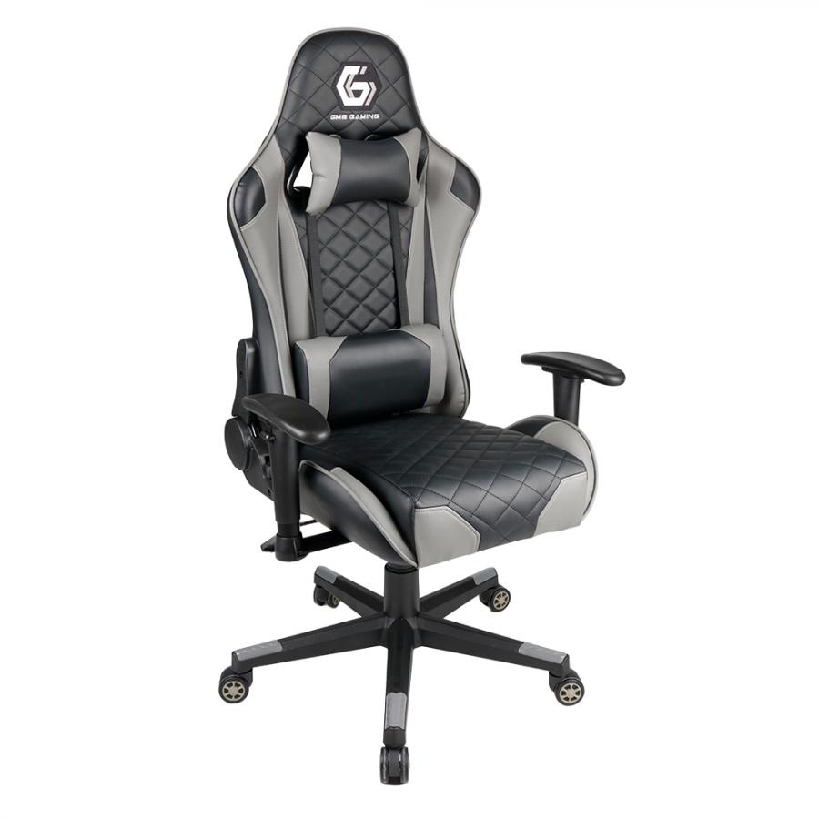 GEMBIRD GAMING PVC LEATHER CHAIR WITH PILLOWS BLACK GREY