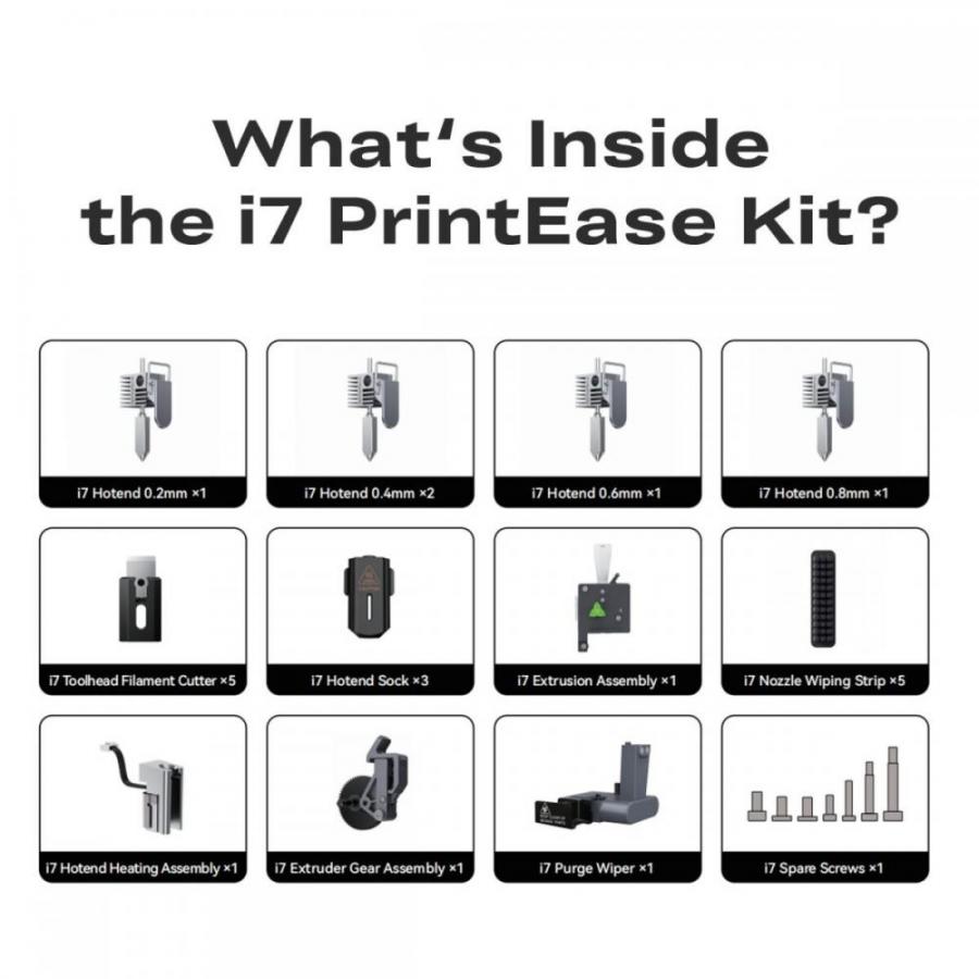 Creality i7 PrintEase Kit - 4xHotend 5xCutter 3xSock 1xExtruder 5xStrip 1xHotendHeating 1xPurge extr