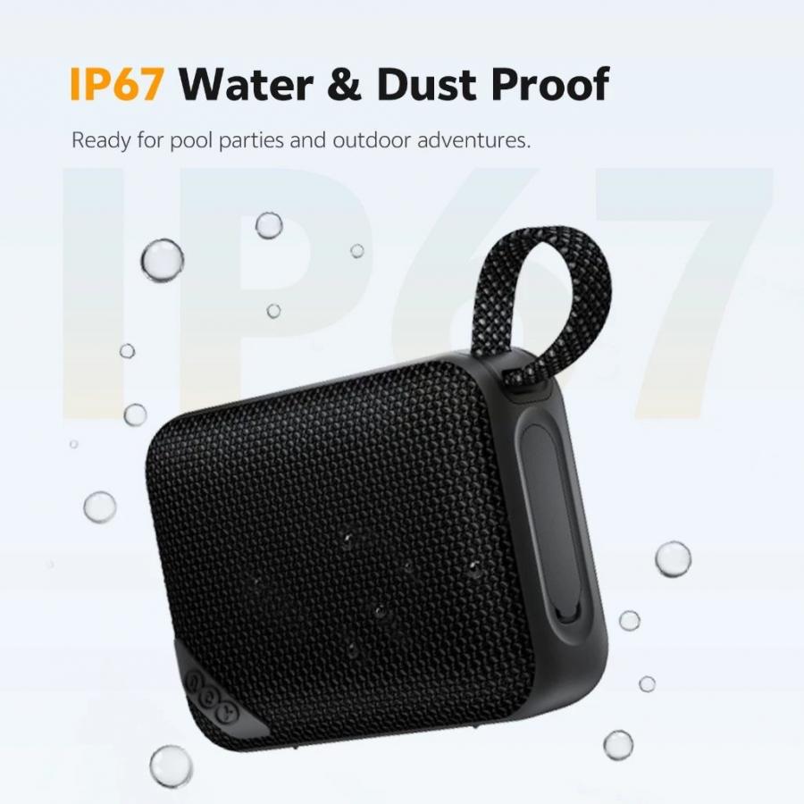 QCY SP2 Grey - Pocket Size IP67 RGB BT Speaker Deep Punch Bass TWS Stereo Subwoofer 17h