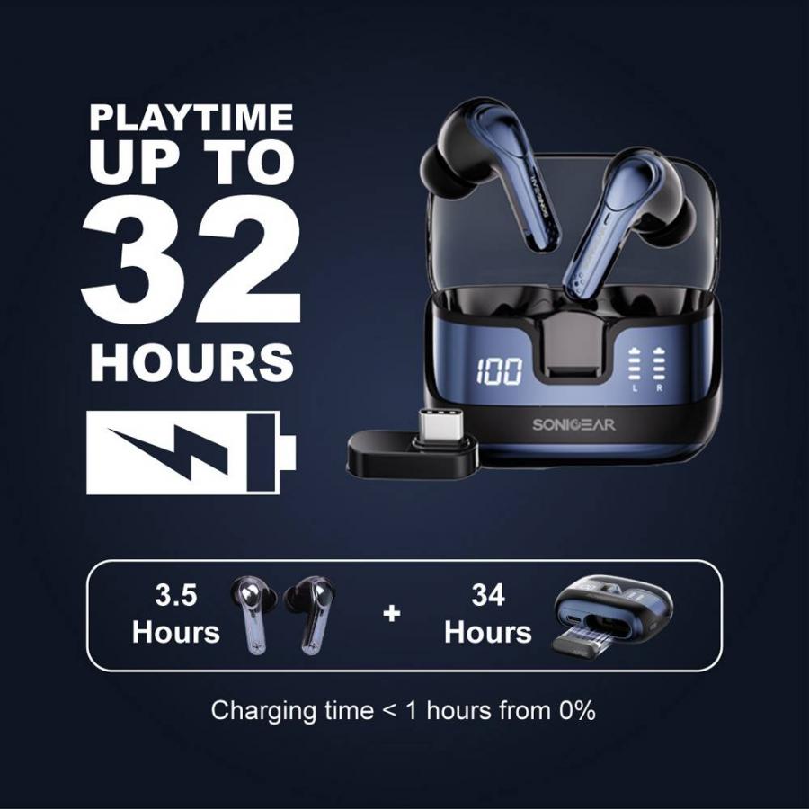 SONICGEAR DUAL MODE 2.4G/BT5.4 SUPERIOR 4MICS ANC/ENC EARPUMP XP2 PLATINUM