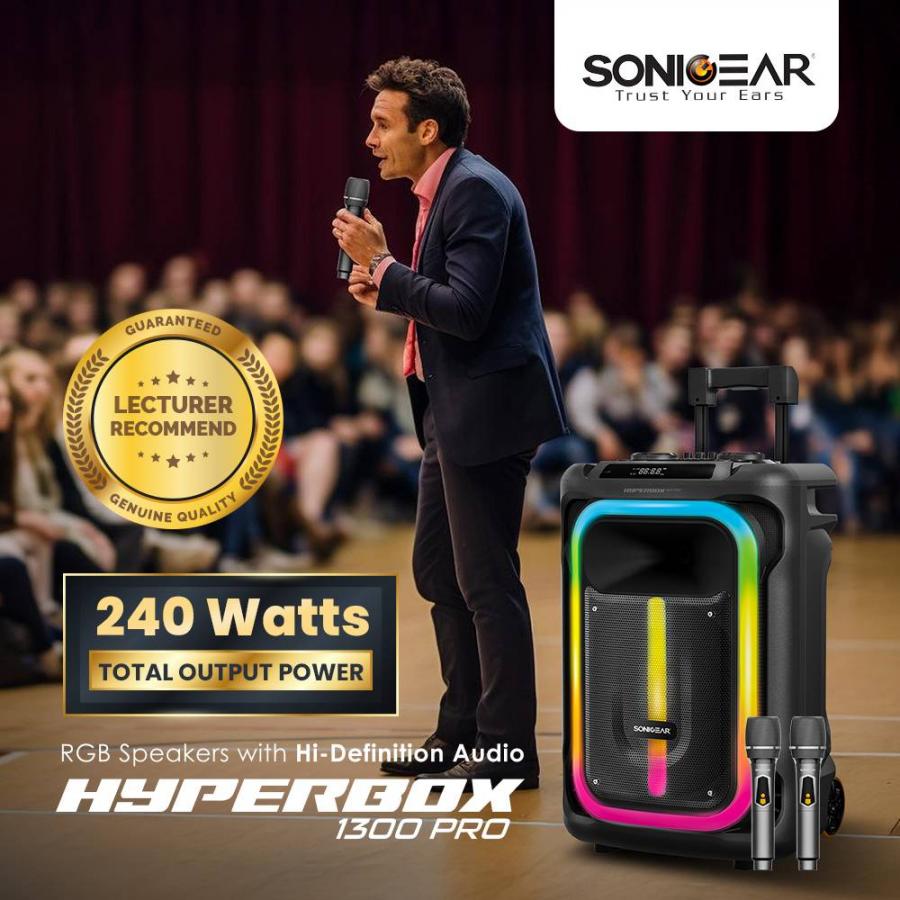 SONICGEAR RGB HDA KARAOKE SPEAKER 240W HYPERBOX 1300 PRO BLACK