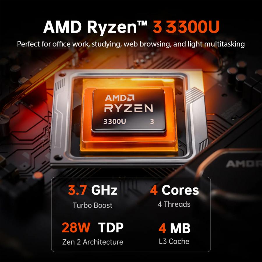 ACEMAGIC MINI PC AMD RYZEN3 3300U 16GB DDR4 ROM 512GB WIN11PRO BLACK