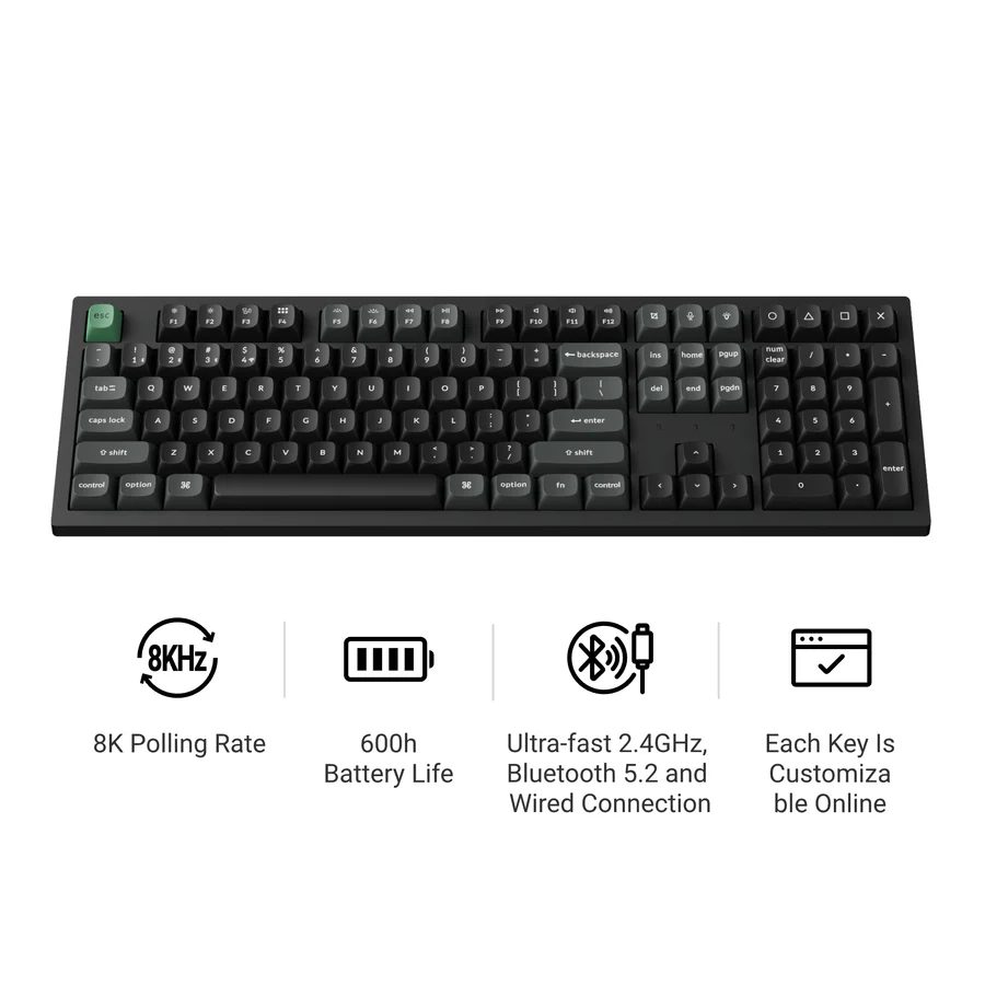 Keychron K10 Ultra (K10U-H3) ZMK Wireless 8K Mechanical Keyboard Brown Switch (Hot-Swap) 100% Us Lay