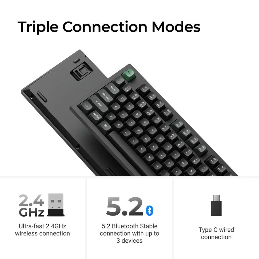 Keychron K10 Ultra (K10U-H3) ZMK Wireless 8K Mechanical Keyboard Brown Switch (Hot-Swap) 100% Us Lay